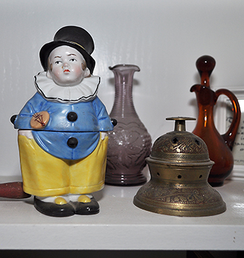 Porcelain figurine and brass incense burner