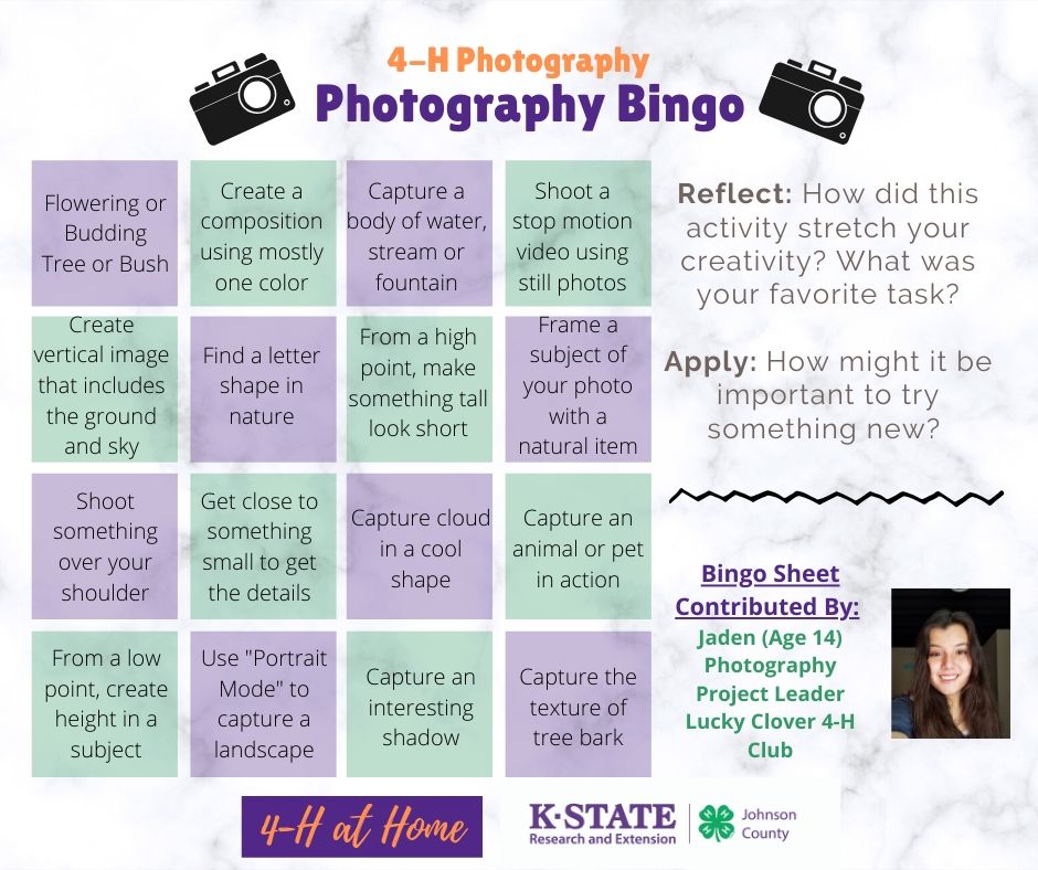 4-H Photography Bingo
