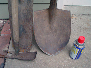 Garden tools and  can of WD-40
