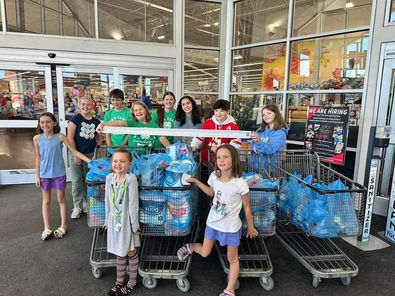 group posing after buying food