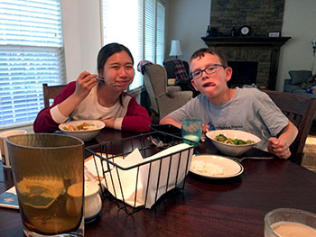 Yokky and Adam eating