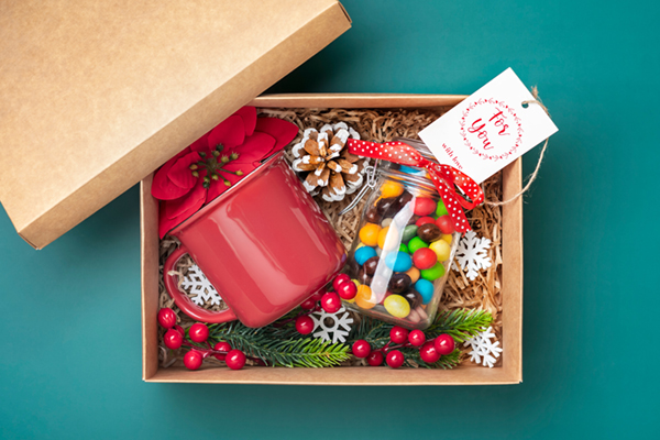 box of holiday gift food 