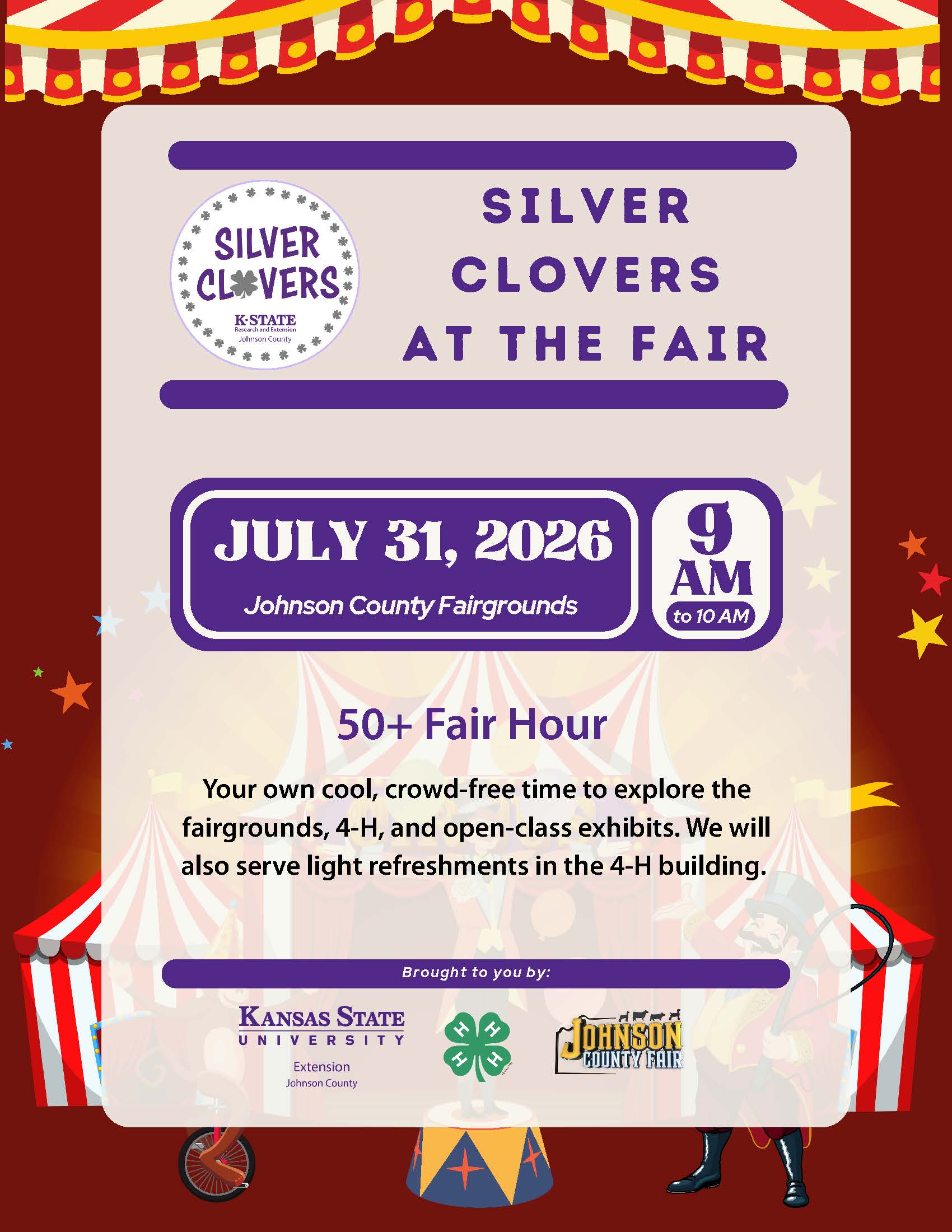 Flyer with Silver Clover at the Fair details 