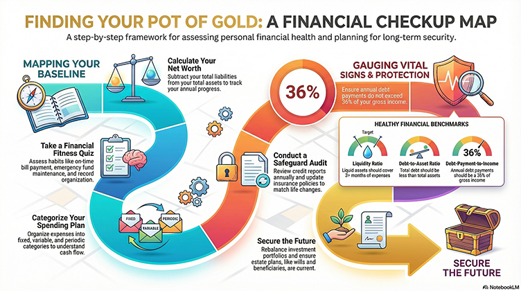 steps for financial health assessment – budget, credit, insurance, retirement