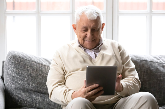 man on a tablet computer