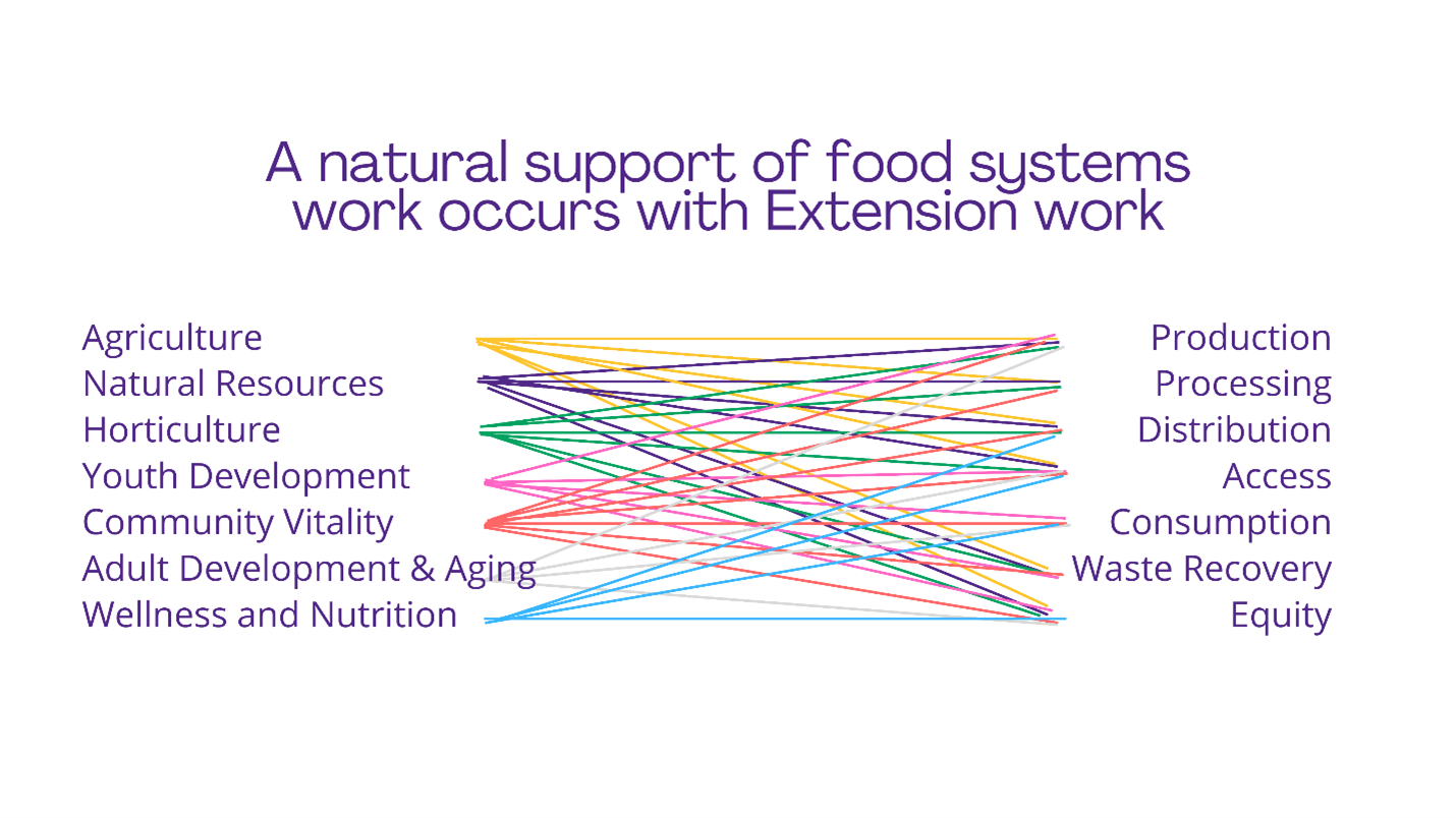 a natural support of food systems work occurs with Extension work graphic 