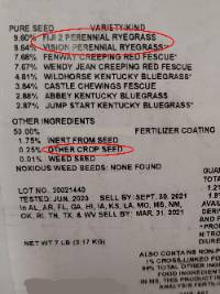Grass Seed Label