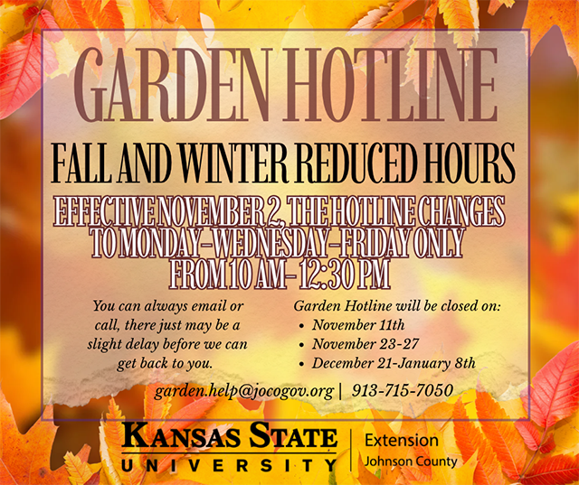 Garden Hotline reduced hours 2026
